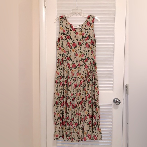 Vintage 80s Lord & Taylor floral drop waist dress - Picture 1 of 10